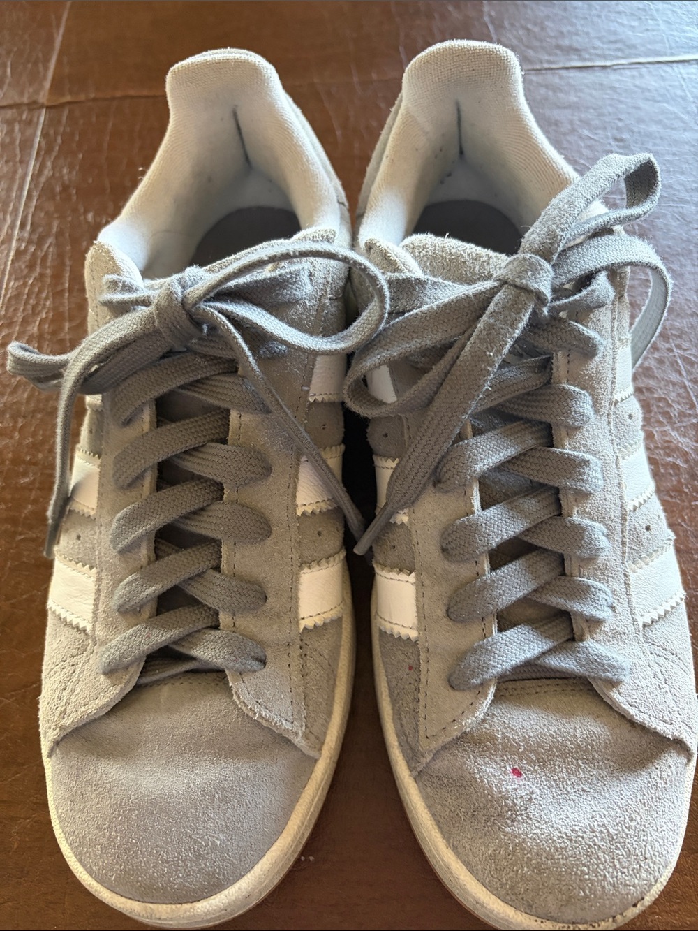 adidas Suede Trainers in Light Gray and White